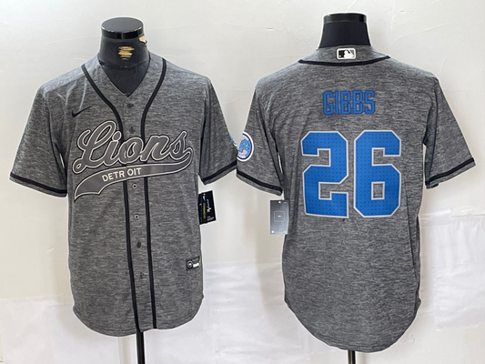 Men's Detroit Lions Jahmyr Gibbs #26 Gray Player Jersey1