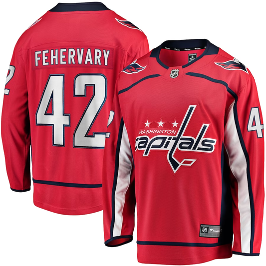 Men's Washington Capitals Martin Fehervary #42 Red Home Breakaway Player Jersey1