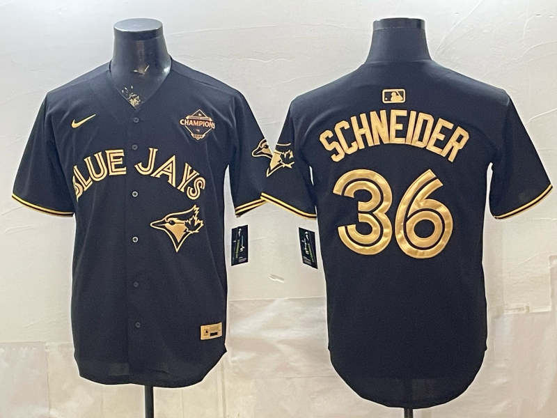 Men's Toronto Blue Jays Davis Schneider #36 Black Replica Player Jersey