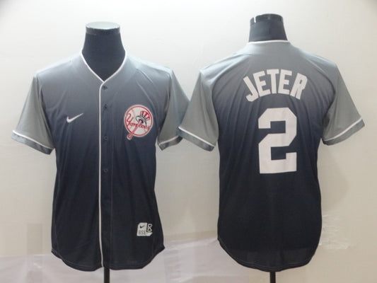 Men's New York Yankees Derek Jeter #2 Gray Stitched Jersey1