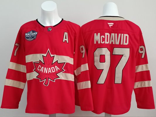 Men's Canada 2025 4 Nations Face-Off Connor McDavid #97 Red Player Jersey