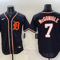 Men's Detroit Tigers Kevin McGonigle #7 Fashion Replica Black Out Jersey