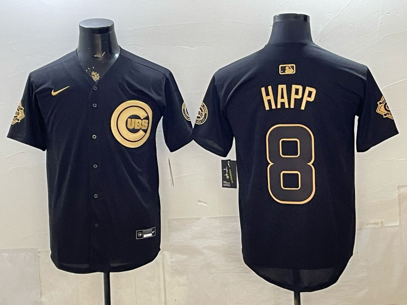 Men's Chicago Cubs Ian Happ #8 Black Limited Player Jersey