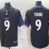 Men's Baltimore Ravens Zion Young #9 Black Alternate Game Jersey