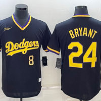 Men's Los Angeles Dodgers Kris Bryant #8/24 Black Alternate Replica Team Jersey1