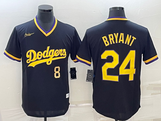Men's Los Angeles Dodgers Kobe Bryant #8/24 Black Alternate Replica Team Jersey1