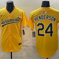 Men's Oakland Athletics Rickey Henderson #24 Gold Alternate Stadium Jersey