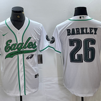 Men's Philadelphia Eagles Saquon Barkley #26 White Player Jersey1 Joint Edition