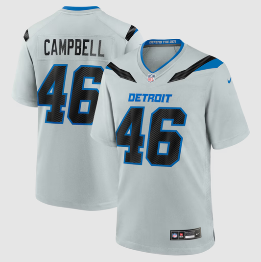 Men's Detroit Lions Jack Campbell #46 Silver 2026 Rivalries Collection Game Jersey