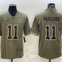Men's Dallas Cowboys Micah Parsons #11 Olive 2022 Salute To Service Limited Jersey1