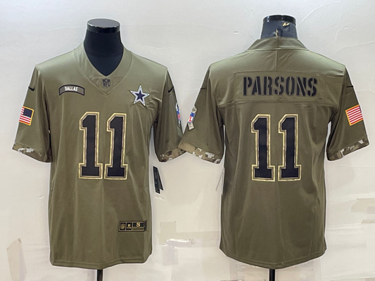 Men's Dallas Cowboys Micah Parsons #11 Olive 2022 Salute To Service Limited Jersey1