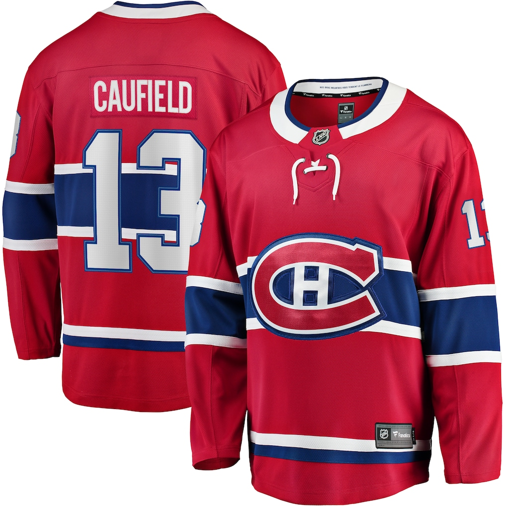 Men's Montreal Canadiens Cole Caufield #13 Fanatics Red Home Breakaway Player Jersey