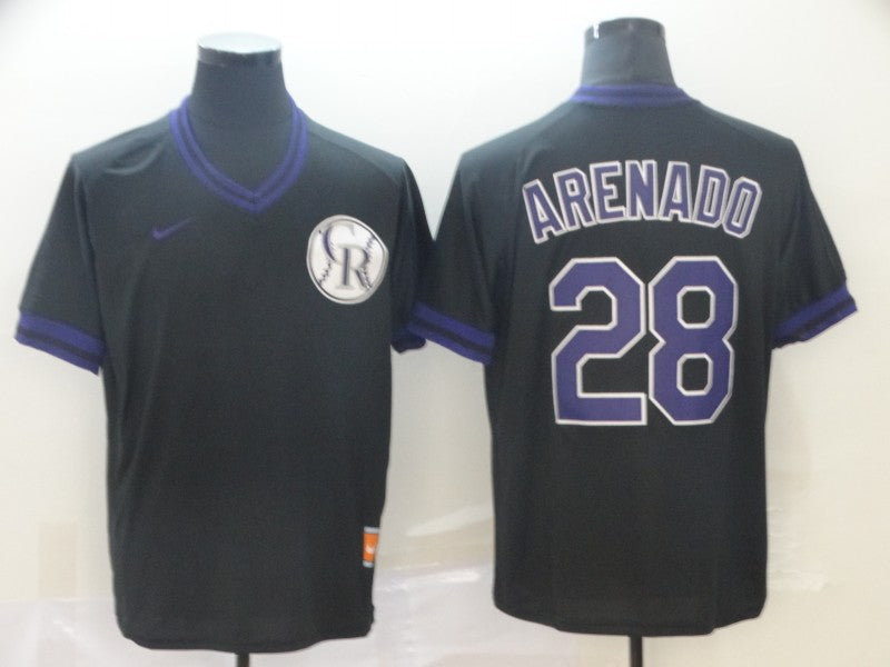 Men's Colorado Rockies Nolan Arenado #28 Black Replica Player Jersey1