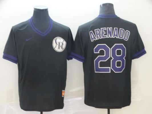 Men's Colorado Rockies Nolan Arenado #28 Black Replica Player Jersey1
