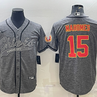 Men's Kansas City Chiefs Patrick Mahomes #15 Grey Game Jersey1 Joint Edition
