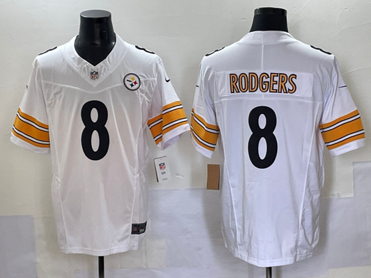 Men's Pittsburgh Steelers Aaron Rodgers #8 White Game Jersey2