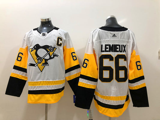Men's Pittsburgh Penguins Mario Lemieux #66 White Player Jersey1