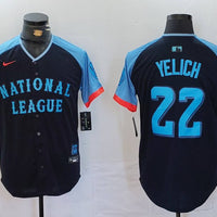 Men's National League Christian Yelich #22 Navy 2024 MLB All-Star Game Limited Player Jersey1