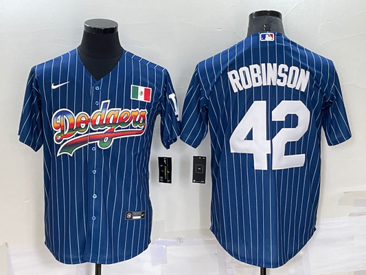Men's Los Angeles Dodgers Jackie Robinson #42 Blue Fashion Stitched Jersey1