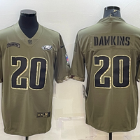 Men's Philadelphia Eagles Brian Dawkins #20 Olive 2022 Salute To Service Limited Jersey1