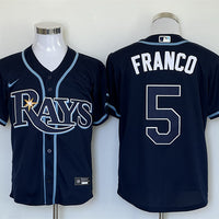 Men's Tampa Bay Rays Wander Franco #5 Navy Replica Baseball Jersey1