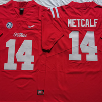 Men's Ole Miss Rebels DK Metcalf #14 Red Player Game Jersey