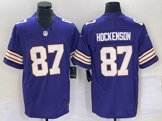 Men's Minnesota Vikings T.J. Hockenson #87 Purple Classic Player Jersey1