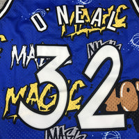 Men's Orlando Magic Shaquille O'Neal #32 Blue Swingman Graffiti Edition Jersey1