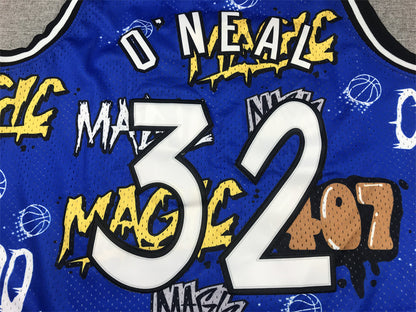 Men's Orlando Magic Shaquille O'Neal #32 Blue Swingman Graffiti Edition Jersey1