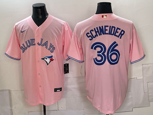 Men's Toronto Blue Jays Davis Schneider #36 Pink Replica Jersey