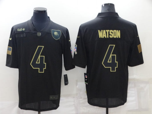 Men's Cleveland Browns Deshaun Watson #4 Black Game Player Jersey1