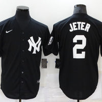 Men's New York Yankees Derek Jeter #2 Black Replica Baseball Jersey1