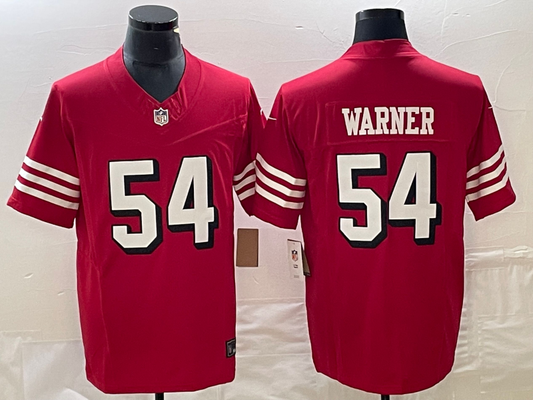 Men's San Francisco 49ers Fred Warner #54 Red Game Player Jersey2