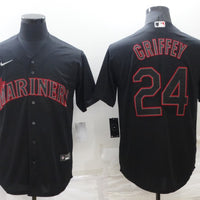 Men's Seattle Mariners Ken Griffey Jr. #24 Black Replica Baseball Jersey1