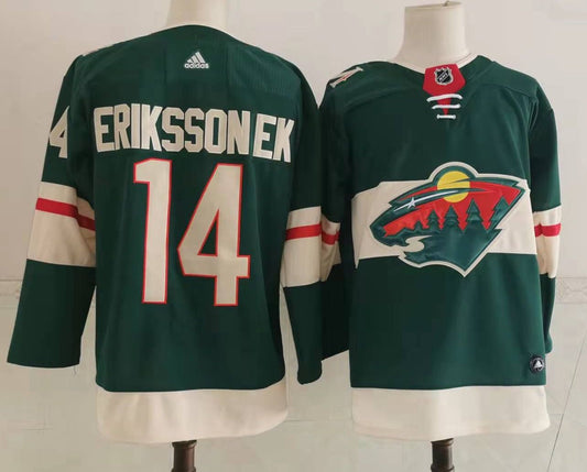 Men's Minnesota Wild Joel Eriksson Ek #14 Green Home Breakaway Player Jersey1