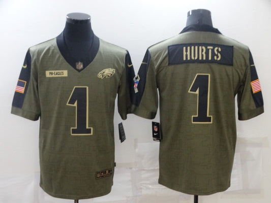 Men's Philadelphia Eagles Jalen Hurts #1 Brown Game Jersey1