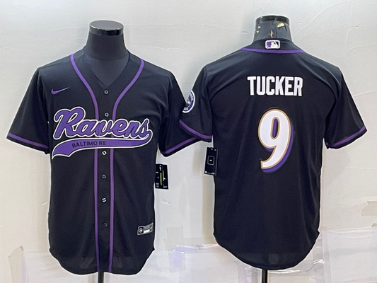 Men's Baltimore Ravens Justin Tucker #9 Black Game Jersey1 Joint Edition