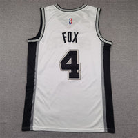 Men's San Antonio Spurs De'Aaron Fox #4 White Swingman Jersey1 - Association Edition