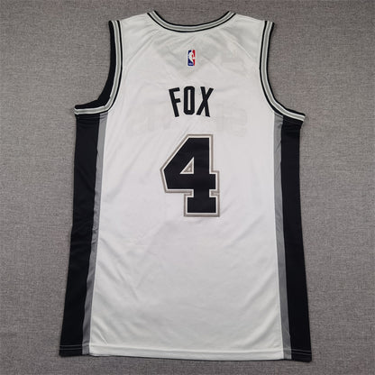 Men's San Antonio Spurs De'Aaron Fox #4 White Swingman Jersey1 - Association Edition