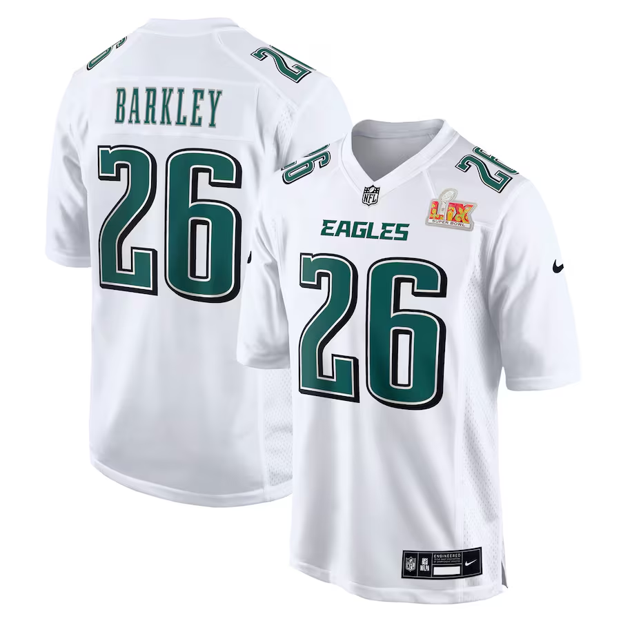 Saquon Barkley #26 Philadelphia Eagles Tundra White Super Bowl LIX Fashion Game Jersey - JerseysFreak