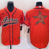 Men's Houston Astros Orange Replica Authentic Jersey1 Joint Edition