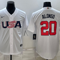 Men's 2023 World Baseball Classic #20 Pete Alonso USA White Jersey1