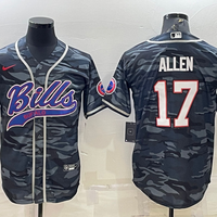 Men's Buffalo Bills Josh Allen #17 Grey Camouflage Game Jersey1 Joint Edition