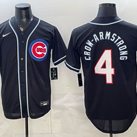 Men's Chicago Cubs Pete Crow-Armstrong #4 Fashion Replica Black Out Jersey
