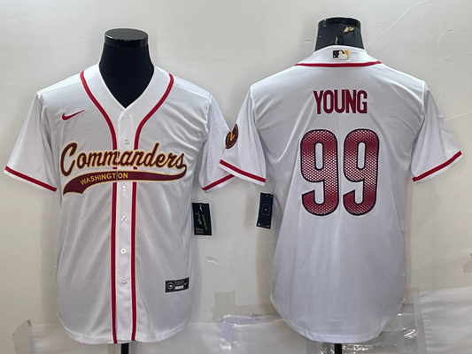 Men's Washington Commanders Chase Young #99 White Game Jersey1 Joint Edition
