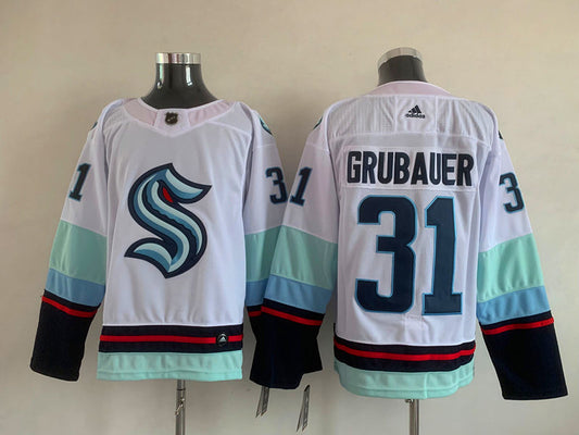 Men's Seattle Kraken Philipp Grubauer #31 White Home Breakaway Player Jersey1