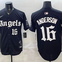 Men's Los Angeles Angels Garret Anderson #16 Black Replica Player Jersey