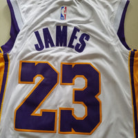 Men's Los Angeles Lakers LeBron James #23 NBA White Swingman Jersey1