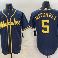 Men's Milwaukee Brewers Garrett Mitchell #5 Navy Alternate Limited Jersey