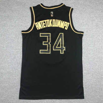 Men's Milwaukee Bucks Giannis Antetokounmpo #34 Black Swingman Player Jersey1